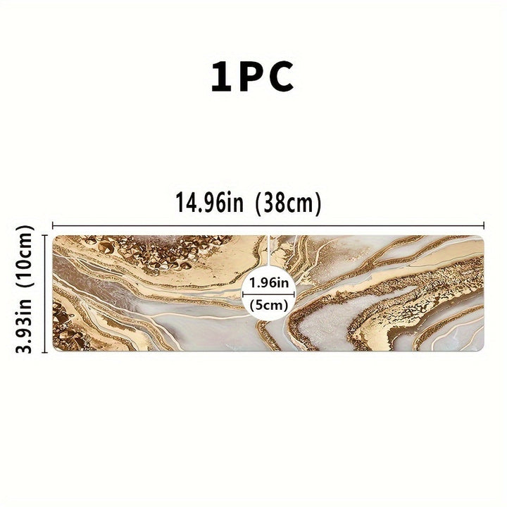 1PC, Tapete para Secar Platos de Tierra Diatomácea con Drenaje Rápido - Diseño Mármol Dorado, Alfombrilla para Grifo del Baño, Decoración para Encimera de Cocina y Baño, Adecuado para Uso Doméstico