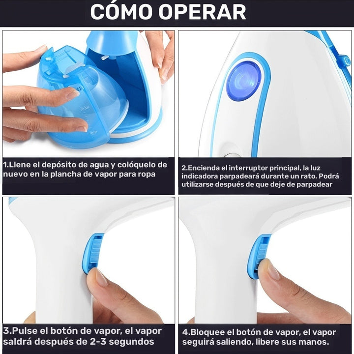 Vaporizador de Ropa de Mano de Alta Potencia, Enchufe US 110-130V - Elegante Azul y Blanco, Diseño Sin Cepillos para Planchar Eficientemente, No Necesita Batería, Plancha Portátil para Ropa