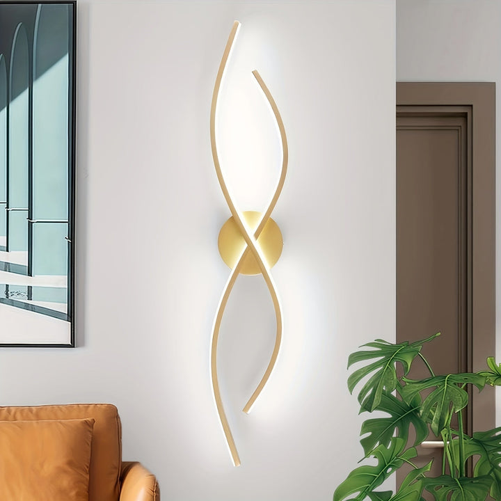 1 pieza de moderno farol de pared LED dorado, con sombra de aluminio de metal pulido, montaje semienterrado, cableado, para dormitorio, sala de estar, pasillo, 110V-240V, con fuente de luz, farol de pared para dormitorio | Luz LED moderna | Sombra de met