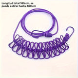 12 piezas de línea de ropa portátil para viajes con ganchos elásticos y a prueba de viento - Perchero compacto, plegable y duradero para secar ropa en casa y viajes, línea de ropa para viajes | Perchero compacto | Ganchos elásticos, perchero para secar r