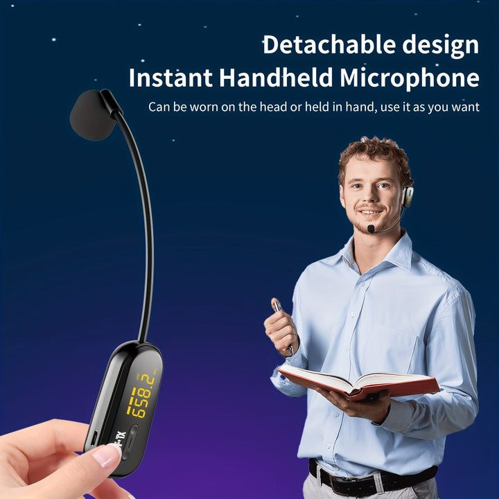 Microfono sin varillas JYX U-210 Más Vendido para 2 Personas con Amplificador de Voz, Adecuado para Actuaciones en Escenario, Enseñanza, Entrenamiento, Yoga, Discursos, Karaoke y Charlas, Carga USB