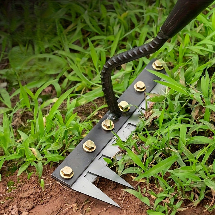 Rastrillo de jardín de mano de metal multiusos - Herramienta manual para deshierbar y aflojar el suelo, garra de jardín de acero de alta resistencia para recoger hojas y airear el suelo, cultivador de jardín versátil sin electricidad