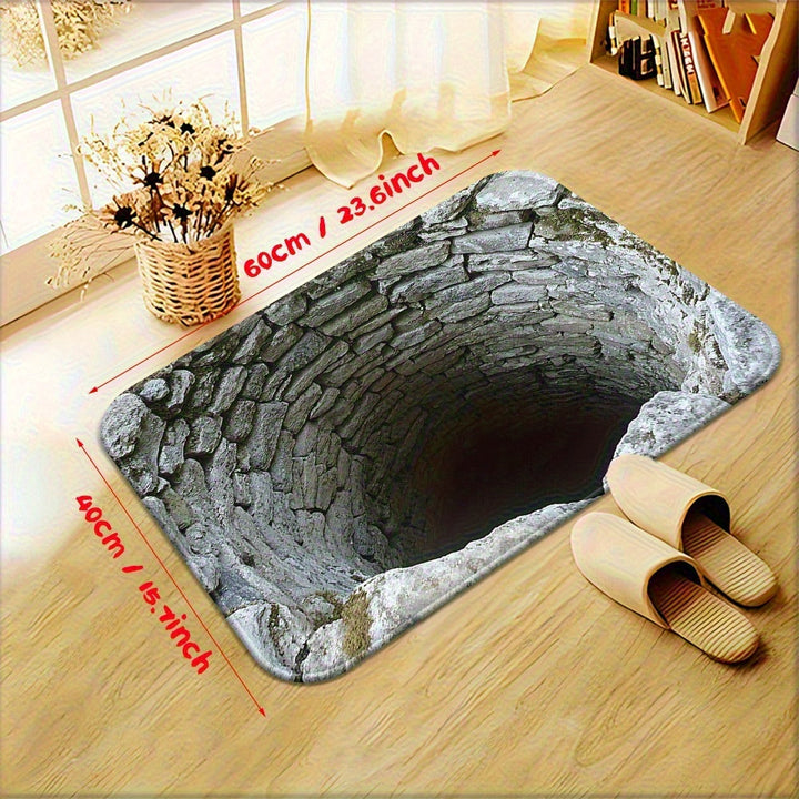 1pc de felpudo con diseño de ilusión óptica abismo infinito, ideal para baños, dormitorios, entradas de salón, camping y picnics | Diseño visual | Alfombrillas para hogar y baño