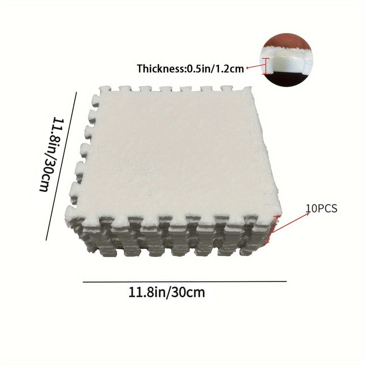 10 Piezas, Alfombra De Rompecabezas De Espuma, Alfombra De Piso De Rompecabezas De Espuma, Baldosas De Rompecabezas Esponjosas Entrelazadas, Alfombras Suaves Para Escalar, Alfombras De Felpa Entrelazadas Para Decoración De Sala De Juegos En El Hogar, Acc