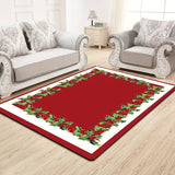 Alfombra de Terciopelo Roja y Verde Invierno Navideña de 1 Pieza - Antideslizante, Alfombrilla para Interior, Ideal para Cocina, Entrada y Sala de Estar en la Decoración Festiva del Hogar, Tapete Navideño