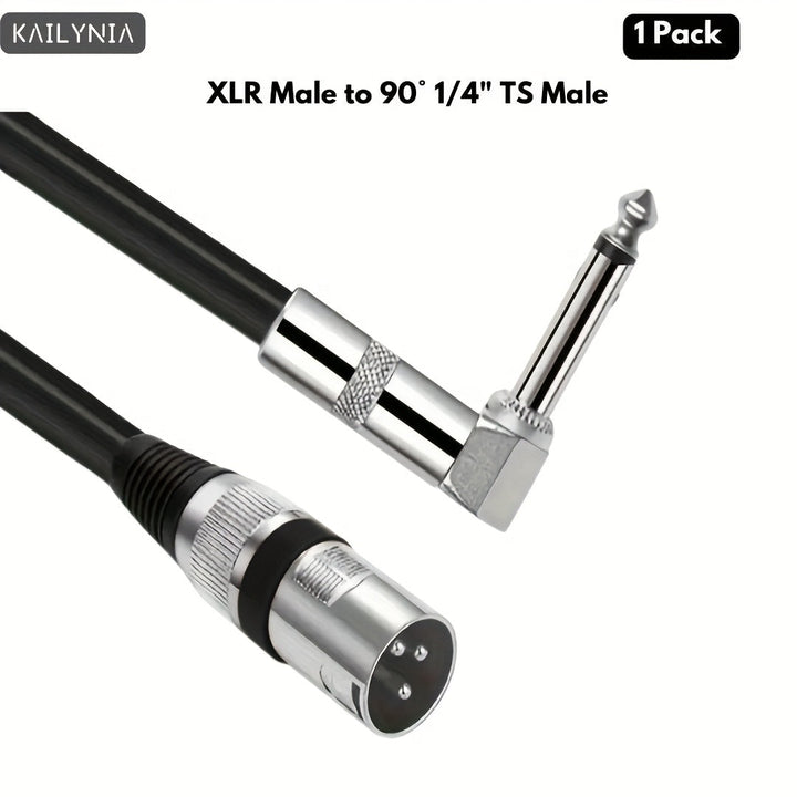 KAILYNIA Cable de Audio Balanceado Masculino XLR a TRS de 90° - Adecuado para Micrófonos y Mezcladores, Extensión de Sonido de Alta Calidad, , Múltiples Longitudes (91.44cm, 182.88cm, 3.05m, 4.57m, 6.1m, 9.14m) - 1 pieza, KAILYNIA