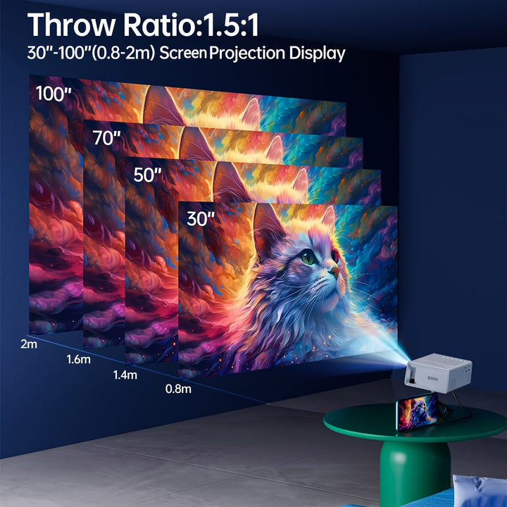 Proyector mini LCD HD para cine en casa y camping al aire libre, control remoto, compatible con USB AV y tarjeta SD, relación de aspecto 4:3, brillo de 20 ANSI lumens, ideal para regalos de Navidad, Halloween y Acción de Gracias, proyector de camping | P