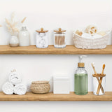 Juego de 4 Accesorios para Baño, Dispensador de Jabón, Portacepillos, 2 Tarros para Hisopos, Decoración Rústica Boho, Set Marrón