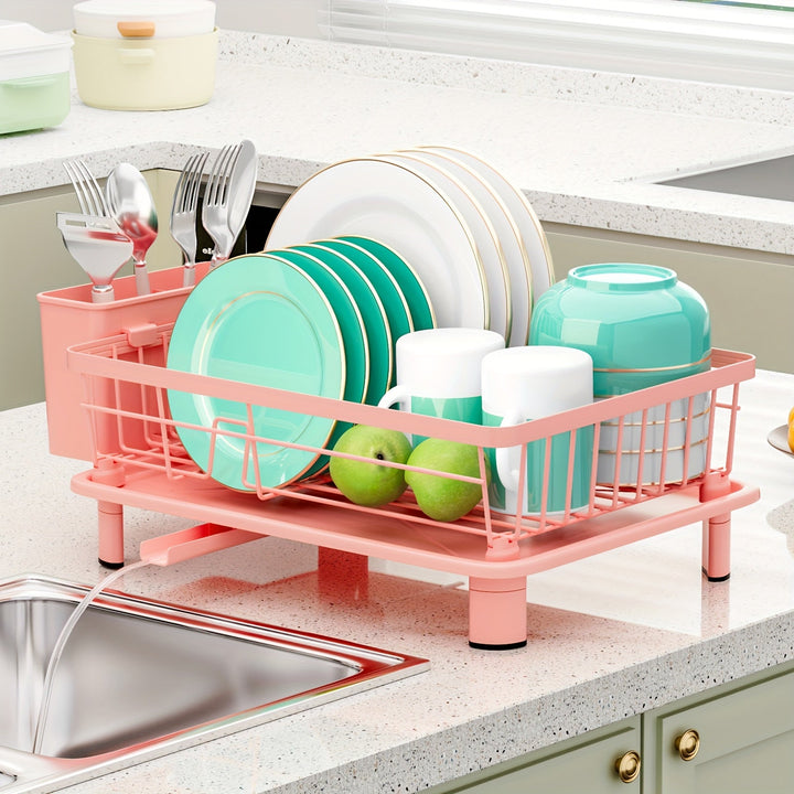 1pieza Escurreplatos, Escurreplatos Ahorrador de Espacio, Escurreplatos para la Encimera de la Cocina, Escurreplatos Anti-Óxido con Soporte de Utensilios y Ranuras para Cuchillos, para la Encimera y el Armario de la Cocina, Accesorio de Cocina