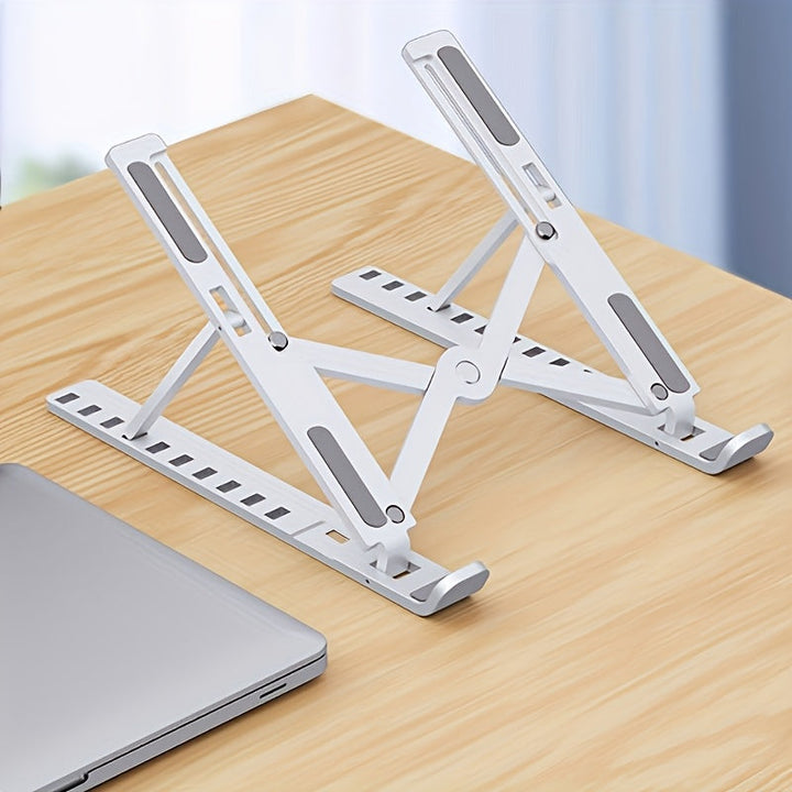 1 Soporte Portátil Plegable para Laptop - Estante de Enfriamiento Ajustable en 10 Niveles, Diseño Ahorrador de Espacio Compatible con Todas las Computadoras, Blanco, Estructura Robusta