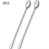 2 Piezas, Cucharas Para Té Helado De Acero Inoxidable, Cucharas De 11.7'' De Largo Para Revolver, Cucharas De Mezcla De Cóctel Duraderas Para Casa, Cocina, Cafetería, Bar, Aptas Para Lavavajillas, Acabado Espejo