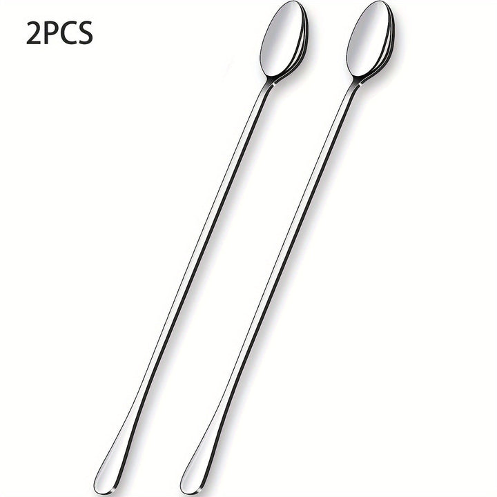 2 Piezas, Cucharas Para Té Helado De Acero Inoxidable, Cucharas De 11.7'' De Largo Para Revolver, Cucharas De Mezcla De Cóctel Duraderas Para Casa, Cocina, Cafetería, Bar, Aptas Para Lavavajillas, Acabado Espejo