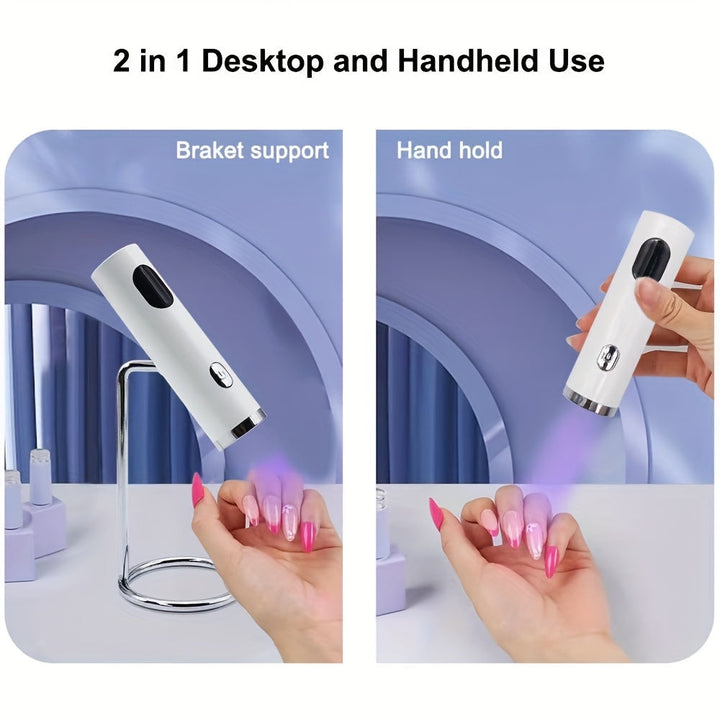 Linterna LED portátil para curado de uñas - con alimentación USB, luz azul rápida para esmalte en gel, sin olor, indicador digital, secadora compacta para uso doméstico y salón, diseño elegante (acero inoxidable/plástico), lámpara para uñas de gel, ilumi
