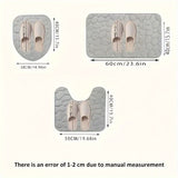 Juego de 3 alfombras de baño de lujo, absorbentes, antideslizantes, lavables a máquina, de spandex, con diseño de rayas en relieve, suaves y cómodas, ideales para bañeras y áreas de ducha