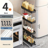 Carrito de Almacenamiento Delgado con Drenaje Calado y 4 Niveles, Carrito de Almacenamiento sobre Ruedas, Estante Estrecho, Estante para Baño, Unidad Móvil de Organización para Cocina, Baño, Lavandería,
