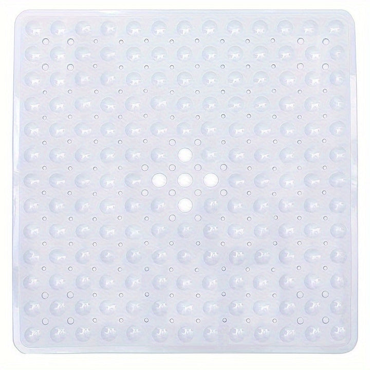 Alfombrilla de Baño Cuadrada de 1 pieza, Antideslizante con Orificio de Drenaje y Ventosas de Gran Capacidad de Absorción, Fácil de Limpiar, Lavable en Máquina, 53.34x53.34cm, Alfombra para Ducha, Alfombra para Bañera, Decoración del Hogar