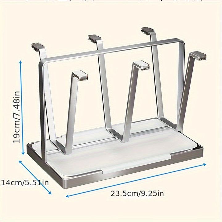 Soporte para botella de agua de acero inoxidable de 6 ranuras con bandeja de goteo - Diseño moderno y elegante para el hogar y la oficina, sistema fácil de beber y fácil de limpiar, organizador minimalista para el baño