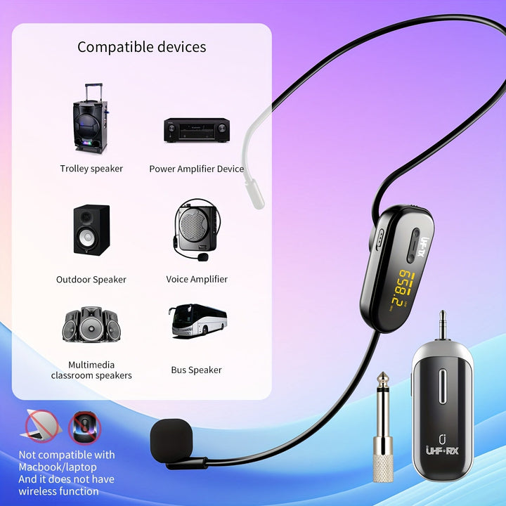 JYX Auriculares inalámbricos recargables con micrófono y amplificador de voz - Carga USB, conector de 3,5 mm, ideal para enseñar, entrenar, fitness, orientación, discursos, karaoke, cantar, mejora del karaoke.