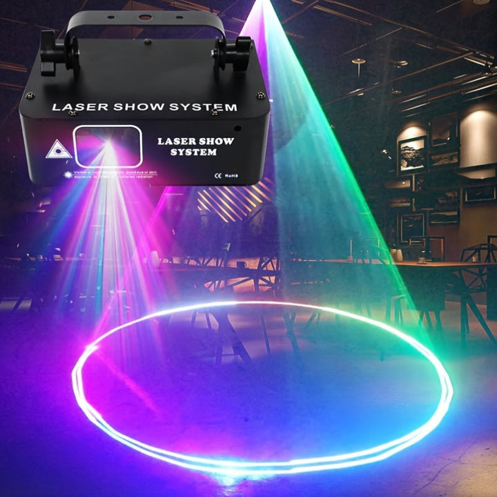 1pc YSH 500mW Proyector de haz láser RGB, luces de fiesta de discoteca activadas por sonido con controlador DMX, lámpara de animación desmontable para techo para nightclub, bar, boda, karaoke, decoración de Halloween, Navidad - Control de botón, 110-130V