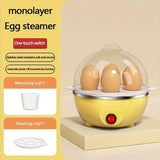 Vaporera Americana con Apagado Automático, Cocina de Huevos Multifuncional para el Hogar, Hacedor de Huevos Escalfados y Revueltos Pequeño, Máquina de Desayuno, 1pc Fácil de Usar con Función de Cierre Automático - Acero Inoxidable y PP Grado Alimenticio,