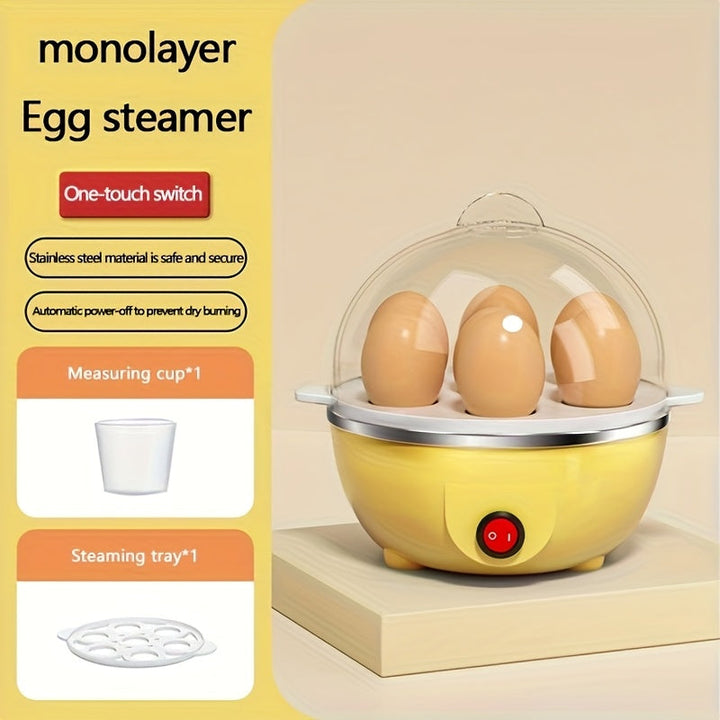 Vaporera Americana con Apagado Automático, Cocina de Huevos Multifuncional para el Hogar, Hacedor de Huevos Escalfados y Revueltos Pequeño, Máquina de Desayuno, 1pc Fácil de Usar con Función de Cierre Automático - Acero Inoxidable y PP Grado Alimenticio,