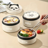 Conjunto de almuerzo de acero inoxidable 5 en 1 de LDQ con cajas de bento seguras para microondas y bolsa de transporte - Diseño lindo de panda, aislado y hermético, perfecto para la escuela, el trabajo y los viajes, caja de almuerzo, regreso a la escuela