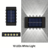 6 piezas, luz solar para pared exterior con 10 LED, espejo convexo, iluminación exterior, luz decorativa para pared, luz LED para paisajismo, ideal para exteriores, patio, villa, cerca, terraza, jardín