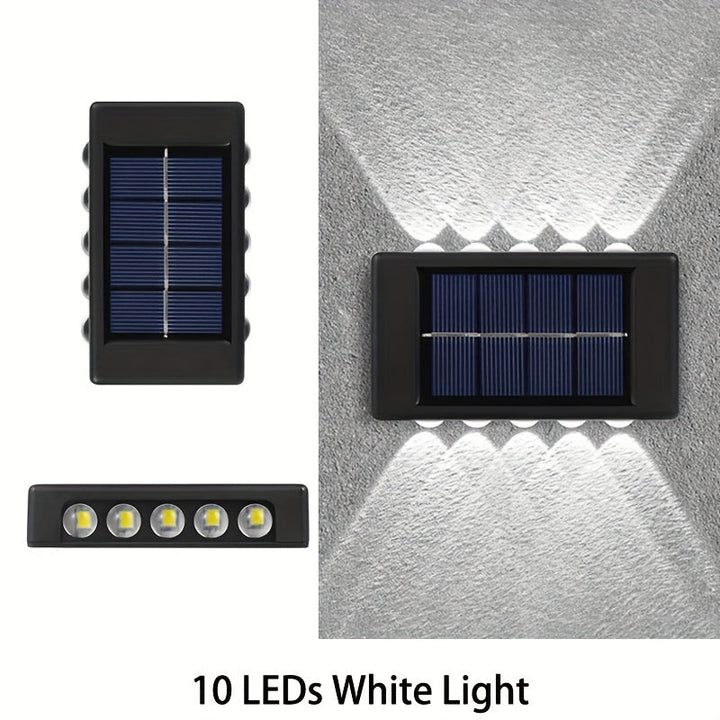 6 piezas, luz solar para pared exterior con 10 LED, espejo convexo, iluminación exterior, luz decorativa para pared, luz LED para paisajismo, ideal para exteriores, patio, villa, cerca, terraza, jardín