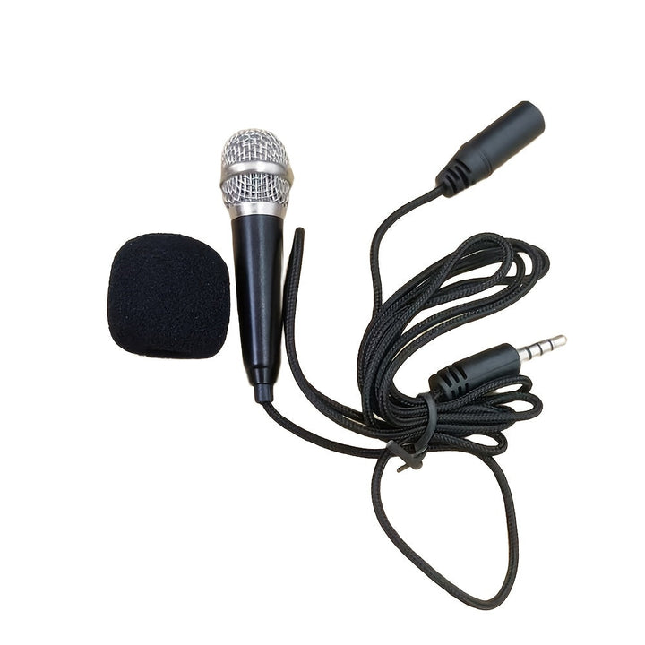 Micrófono mini portátil con conector de 3.5 mm, compatible con celulares, computadoras, laptops, tabletas, ideal para grabación, entrevistas, karaoke, juegos, videollamadas y transmisiones en vivo