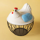 1 cesta para huevos en forma de gallina con tapa de plástico, duradera, estilo moderno rústico, juego de almacenamiento para cocina y comedor, ideal para huevos y snacks