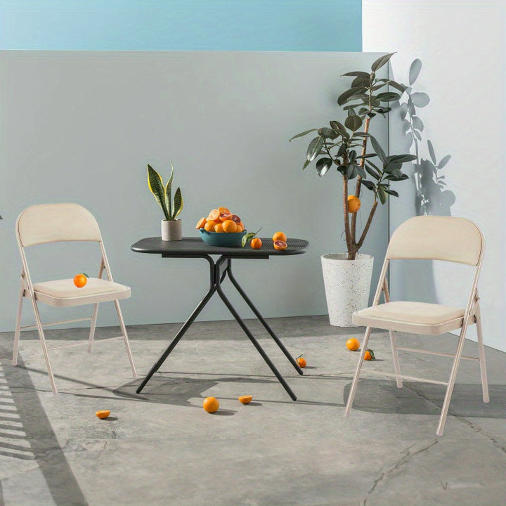 Butaca plegable de metal reforzada con acolchado de cuero, ideal para hogar, oficina y fiestas - 5 usos