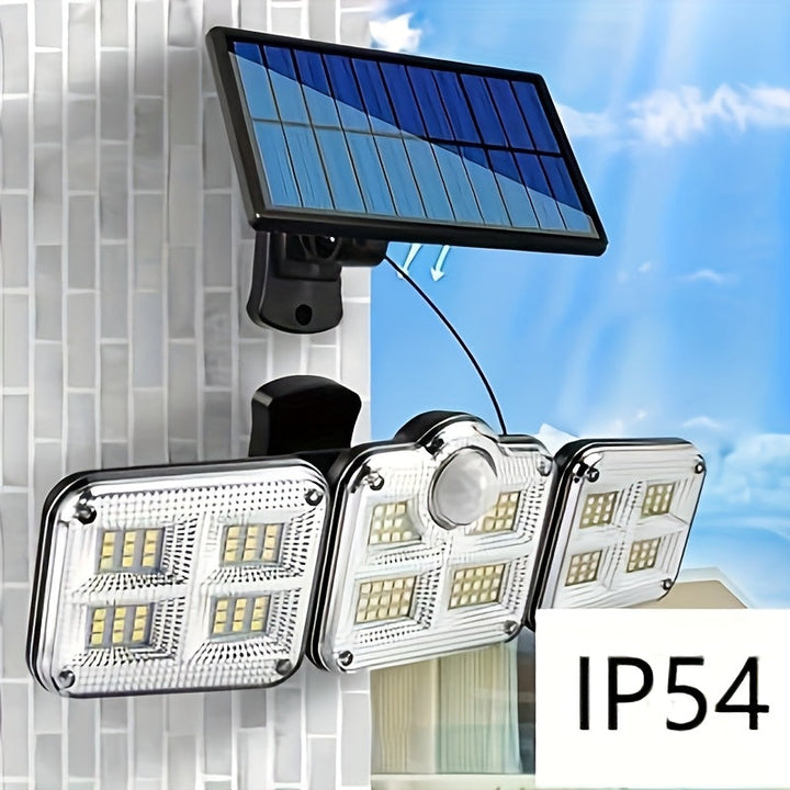 Iluminación solar IP54 - Negro, luces LED multiusos con control remoto para hogar, jardín, garaje y almacén, batería de litio, montaje semienterrado, material de polipropileno, iluminación de jardín | Luces LED con control remoto | Diseño plegable