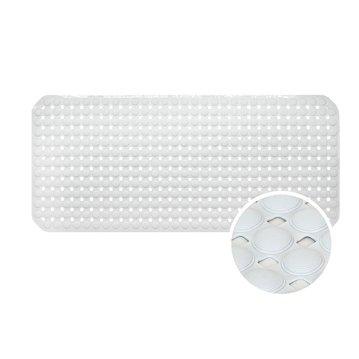 1pc Alfombra Antideslizante para Bañera con Agujeros de Drenaje y Ventosas - PVC Duradero, Alfombra Antideslizante para Ducha, Gris Claro con Puntos Blancos, Lavable a Máquina para Seguridad en el Baño de Casa, Tapete de Baño