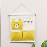 Bolsa de almacenamiento con diseño de animales adorables, con 3 bolsillos y ganchos, ahorradora de espacio, adecuada para sala de juegos, dormitorio, guardería, mesa de noche y armario, estantes colgantes.