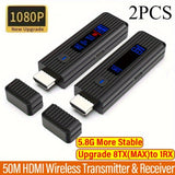 1080P 60Hz 50m NUEVO LED Display Transmisor y receptor de video inalámbrico 8TXs a 1RX Compatible con HDTV Adaptador de video y audio inalámbrico para cámara, portátil, laptop, PC, proyector, monitor, enchufe y juego 2.4G/5.8G Bajo retardo