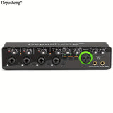 Interfaz de audio USB profesional DEPUSHENG, tarjeta de sonido con calidad HD, alimentación fantasma, conector para auriculares y 8 preamplificadores de micrófono - Consola de estudio para PC, podcasting, transmisión en vivo y videojuegos (24 bits/192 kH