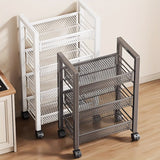 Estantería de metal negra de 3/4 niveles con ruedas, ideal para espacios pequeños, cocinas, baños y lavanderías, carrito práctico moderno con ruedas bloqueables