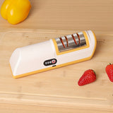 SHENFIRE Afilador de Cuchillos Eléctrico - Sistema Recargable USB de 2 Etapas (Grosso y Fino) con Bloqueo de Seguridad, Diseño Compacto Portátil para Uso en Cocina Doméstica, Batería de Litio 18650 (36V), Herramienta de Afilar Cuchillos, Mango de Plástic