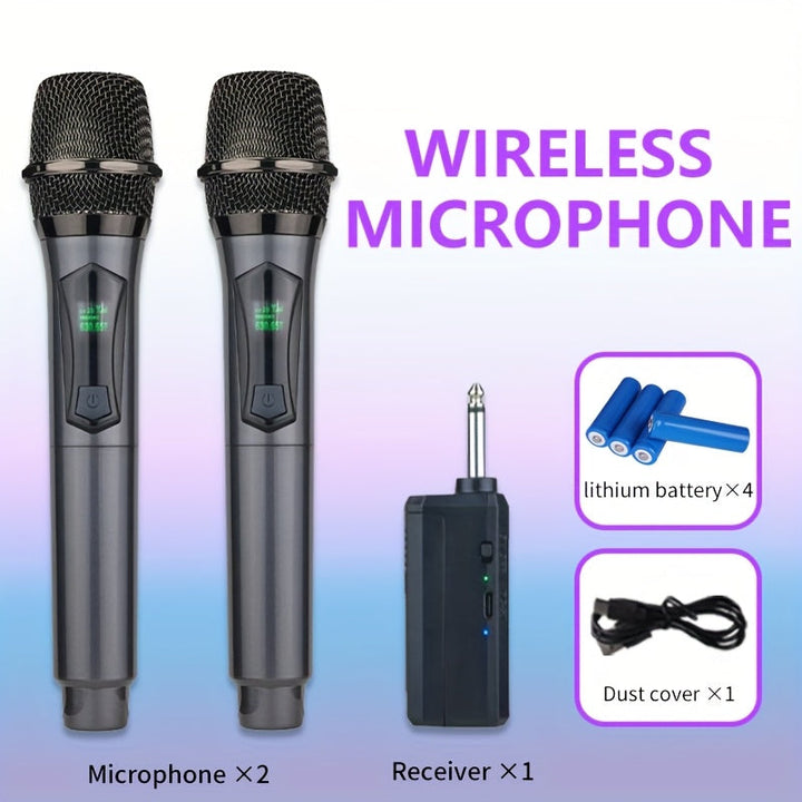 YAMNWEO Micrófono sin varillas Recargable UHF, Dinámico de Mano Dual para Karaoke, Bodas, DJ, Fiestas, Discursos, Iglesia, Aula, Sistema PA, Alcance de 48.77 Metros,