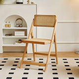 Silla plegable de ratán, resistente y cómoda, con respaldo, estructura de bambú, soporta hasta 150 kg, diseño ahorrador de espacio, liviana y portátil, ideal para sala, comedor o jardín, sin necesidad de ensamblaje - 1 unidad