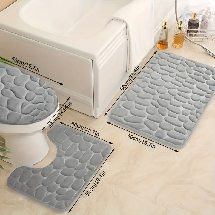 3 tapetes para baño, absorbentes y lavables, antideslizantes, alfombras lavables a máquina, suaves y cómodas, para baño, cocina, lavandería, dormitorio, ducha, interiores, accesorios para baño