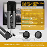 Micrófono USB condensador para computadora, juego de PC, podcast, kit de micrófono para transmisión, grabación, voces, ASMR, voz, micrófono de estudio cardioides para teléfono/Android/PS4