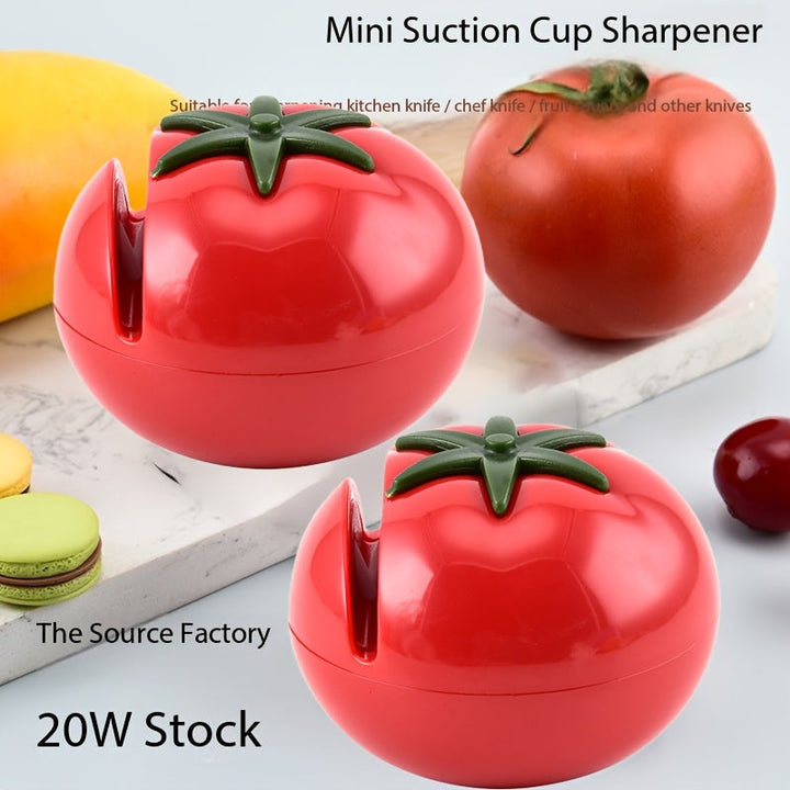 Afilador Manual Portátil en Forma de Tomate - Afilado Rápido y Fácil para Cuchillos de Cocina, Diseño Compacto