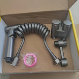 Juego de Cabezal de Ducha y Bañera Manual de Acero Inoxidable de 4 Piezas, Válvula Angular de Control Doble Uno en Dos Salidas, Divisor de Grifo de Baño, Pistola Pulverizadora de Mano Presurizada de Acero Inoxidable para Baño, Dispositivo de Lavado Femen