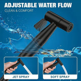 Cabezal de ducha ajustable de flujo de agua - Opciones de pulverización doble (Jet & Suave), acero inoxidable, auto-limpieza, diseño moderno para la higiene del baño, incluye manguera, cabezal de pulverización para la ducha, limpieza del inodoro, mango e