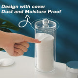 3 piezas de dispensador de hisopos acrílico, caja de almacenamiento para baño, frascos redondos para algodón, porta hisopos, contenedor de palillos, hisopos redondos para baño