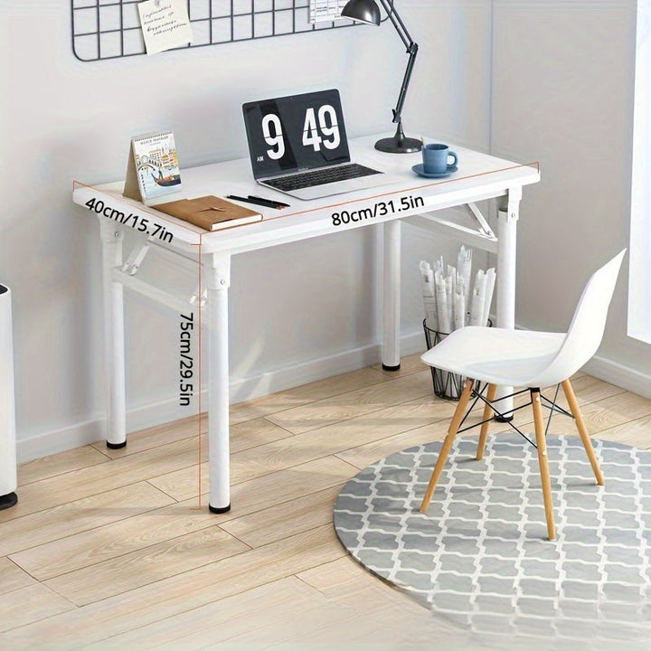 Mesita Plegable Moderna Blanca - Fácil de Montar, Diseño Compacto para Oficina en Casa y Habitaciones Universitarias con Estructura de Madera Dura, Incluye Sillas, Estilo Contemporáneo, Sin Necesidad de Energía, Adecuada para Todas las Estaciones