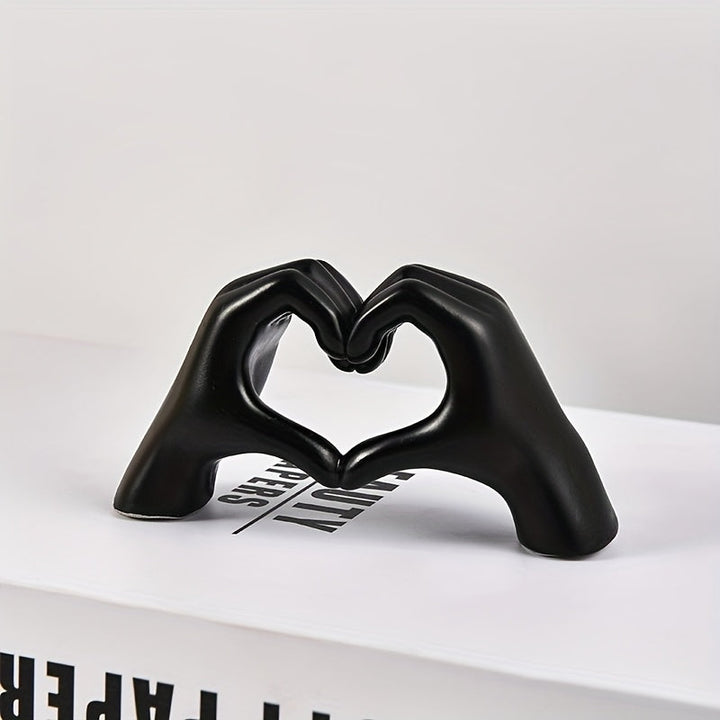 Estatuilla de Corazón Hecha a Mano en Resina - Diseño Clásico de Manos Entrelazadas Dorado, Decoración Elegante para Bodas y San Valentín, Adorno Romántico para Escritorio del Hogar u Oficina, Sin Necesidad de Electricidad