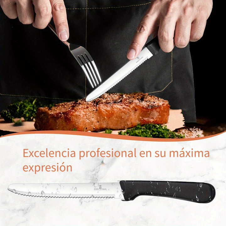 Juego de 6 Cuchillos de Cocina, Juego de 6 Cuchillos para Bistec y Tomate - Acero Inoxidable Premium, Afilados y Duraderos, Ideales para Verduras, Frutas y Pan, Adecuado para Comidas Familiares, Picnic al Aire Libre, Seguro en Lavavajillas