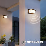 Lámpara LED exterior para pared con sensor de movimiento PIBAOGU, 16W, ABS negro, detección infrarroja para iluminación de porche, balcón y jardín, función de control automático de luz, AC85-265V